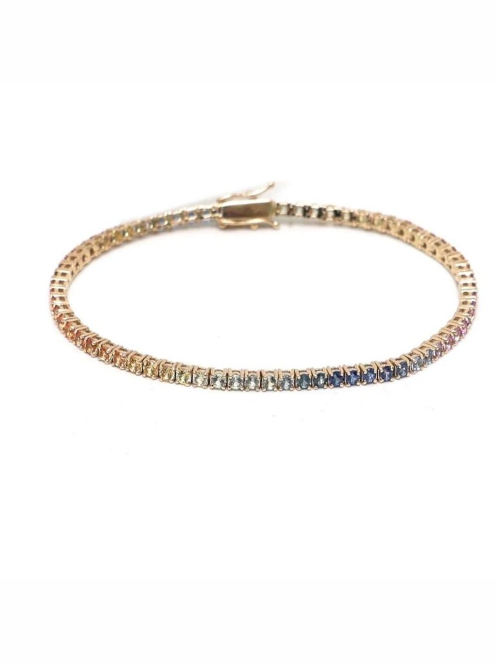 Multicolor Sapphire 14K (18K Custom) Gold Tennis Bracelet